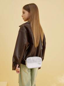 1pc Rhinestone Chain Gold And Silver Bag Girl's Single Fashion Niche Design Shoulder Messenger Bag Small Square Bag - Small Square Bag - View 3