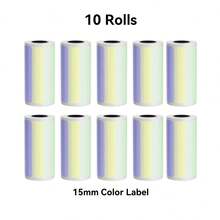 彩色标签贴纸 57mm 热敏打印纸 15mm 蓝色/绿色/黄色/紫色自粘标签适用于 Vretti TP2/TP2-S/TP6/TP6-S、PAPERANG P1/P1S/P2/P2S/C1s、ADBAOBO X6 微型打印机、Mllusxg LX-D2 B1 打印机、LabelMore、JEPEErbz 类似便携式无墨口袋移动热敏贴纸打印纸，可用作礼物、DIY 学习杂志笔记 - 彩色 - 查看 10