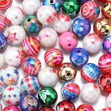 10pcs/Pack UV Acrylic Printed Beads, Patriotic & Christmas Clown Styles, Craft DIY Jewelry Making, Suitable For Bracelets, Necklaces, Phone Straps, Keychains - Multicolor - View 7