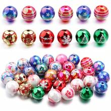 10pcs/Pack UV Acrylic Printed Beads, Patriotic & Christmas Clown Styles, Craft DIY Jewelry Making, Suitable For Bracelets, Necklaces, Phone Straps, Keychains - Multicolor - View 2