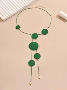 1 pieza Collar de cadena asimétrica con círculo geométrico cepillado suave, elegante y versátil para mujeres