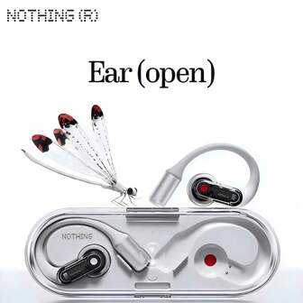 Nothing Auriculares Bluetooth abiertos, tecnología de sonido abierto, sistema de sellado de sonido, controlador dinámico de 14.2 mm, voz clara de IA, emparejamiento rápido, modo de bajo retardo, 30 horas de reproducción, IP54, ultra compacto, ecualizador avanzado
