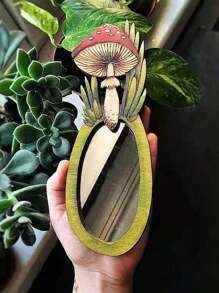 1 pieza Espejo con forma de bosque de setas de madera, decoración colgante de pared vintage Altsuceser, espejo con forma de seta de madera vintage para colgar en la pared, decoración para dormitorio, sala de estar, hogar, decoración de habitación, decoración de pared