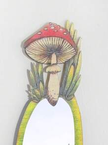 1 pieza Espejo con forma de bosque de setas de madera, decoración colgante de pared vintage Altsuceser, espejo con forma de seta de madera vintage para colgar en la pared, decoración para dormitorio, sala de estar, hogar, decoración de habitación, decoración de pared