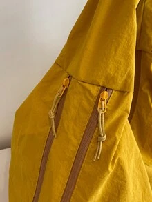 Túi đeo vai vải canvas thông thường, màu trơn tối giản, túi tote dung tích lớn để đi làm và mua sắm, phong cách Hàn Quốc mới - Màu vàng - Xem 8