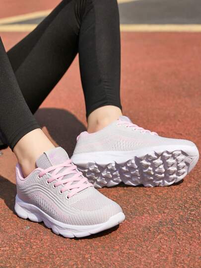 1 para damskich oddychających, siateczkowych, grubych trampek, codzienne, sznurowane buty do podróży na świeżym powietrzu, lekkie, miękkie, niskie buty sportowe, nowy model wiosna/lato 2025