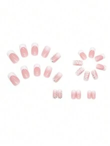 Bộ 24 móng giả dán, kiểu dáng vuông ngắn, hình bướm hoạt hình dễ thương. - Nhiều màu - Xem 2