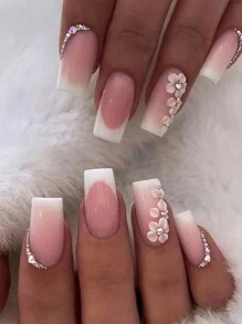 Bộ 24 móng giả dán, kiểu dáng vuông ngắn, hình bướm hoạt hình dễ thương. - Nhiều màu - Xem 1