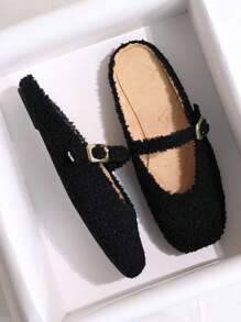 نعال منزلية فرائية ناعمة للنساء، ذات وسيط سميك أنيقة بشكل إسفين على الطراز، مغلقة بالأصابع دافئة غير انزلاقية من الصوف