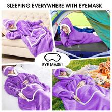 Wearable Blanket Hoodie Oversized Sherpa Fleece Hooded Sweatshirt Blanket With Eye Mask Cozy And Giant Blanket Hoodie With Sleeves Extra Long For Adults Men Women - 紫色 - 查看 5