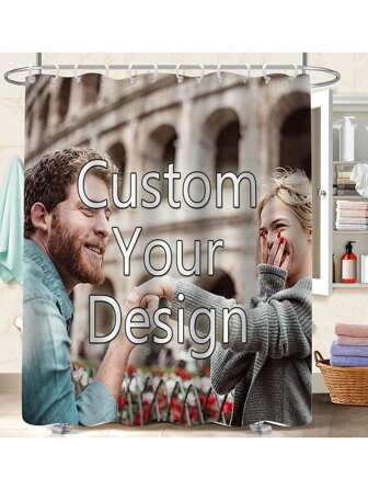 1pc Customized Flannel Shower Curtain, Custom Background, Custom Wedding Shower Curtain, Personalized Image, Custom Image, Extra Thick & Soft, Applicable For All Seasons, Family & Friend Imagery, Gift For Friends & Family Home Bathroom Decor Fall Decor Bathroom Accessories Back To School