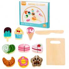 Juego de cocina de madera con frutas y verduras de juguete, set de alimentos de juego, juguetes de madera, alimentos de madera