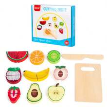 Juego de cocina de madera con frutas y verduras de juguete, set de alimentos de juego, juguetes de madera, alimentos de madera