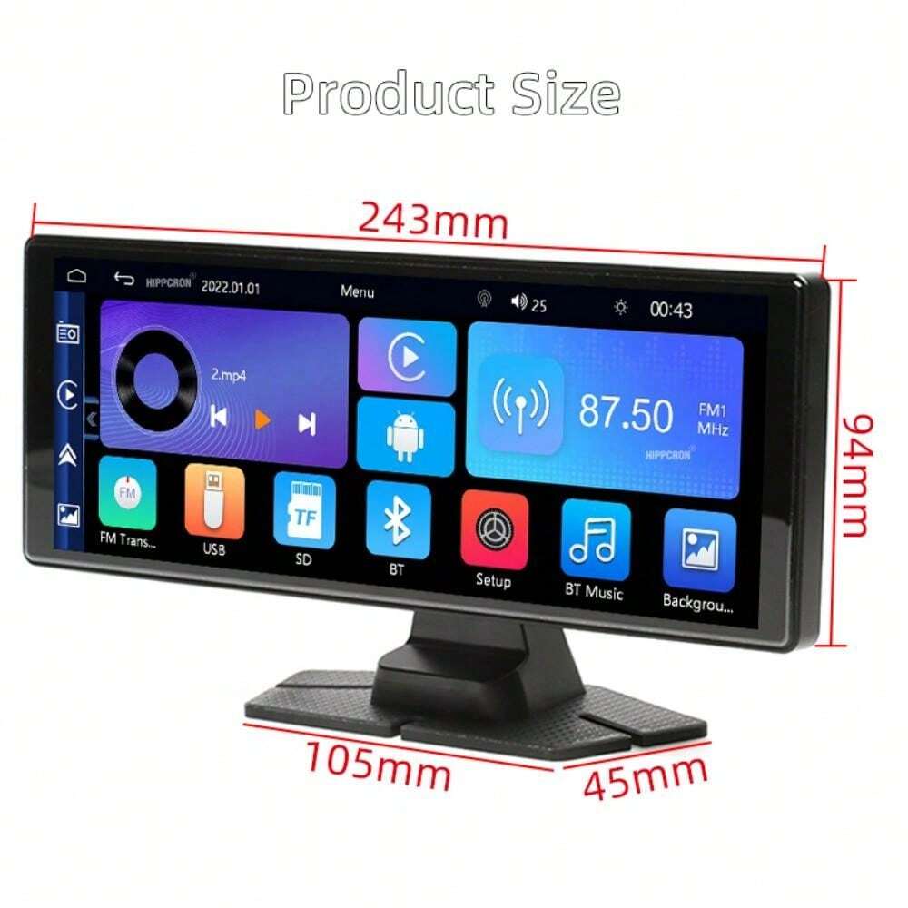 Schermo Auto Youtube Display Auto Wireless 10.26 Pollici - Apple CarPlay E Android Auto, FM, YouTube, Mirror Link Navigatore Auto - 7
