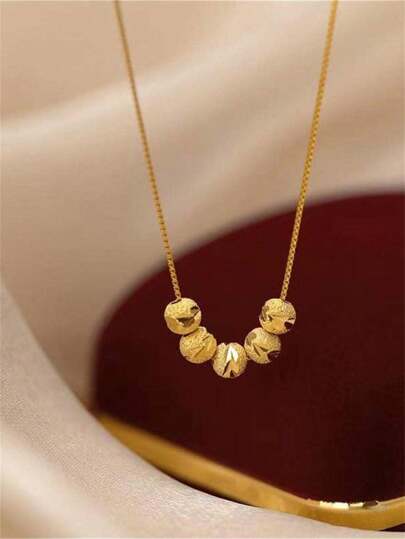 青少年项链 幸运珠项链 适合女孩 金色 简约独特设计 锁骨链首饰