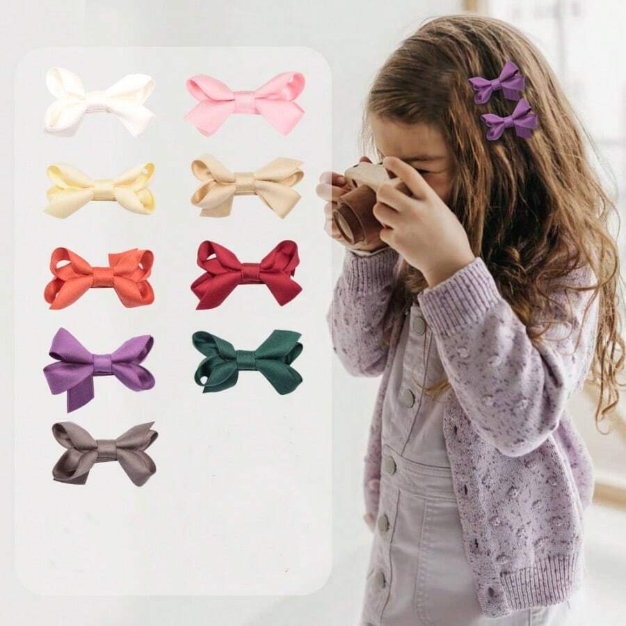 9 CÁI Kẹp Tóc Boutique Nhiều Màu, Nơ Tóc Lót Đầy Đủ Đáng Yêu, Kẹp Cá Sấu Bọc Cho Trẻ Sơ Sinh, Trẻ Mới Biết Đi, Trẻ Em, Bé Gái Và Thanh Thiếu Niên - Nhiều màu - Xem 1