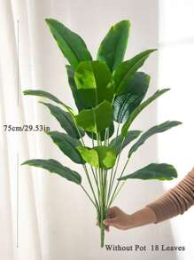 1 件人造热带叶子植物，76 厘米/29.92 英寸 18/21 片叶子装饰性棕榈叶逼真绿色植物，适用于室内家居装饰、情人节、礼物 - 杏色 - 查看 11