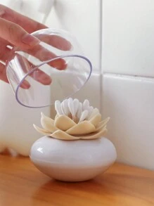 1 pieza Portadientes con diseño de flor, caja de almacenamiento de palillos de dientes con diseño de loto para el hogar