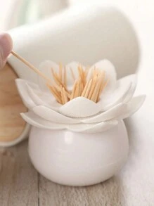 1 pieza Portadientes con diseño de flor, caja de almacenamiento de palillos de dientes con diseño de loto para el hogar