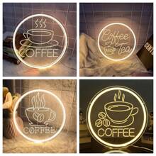1pc Coffee Neon Sign, Multipurpose, Can Be Hung On Wall For Decoration, Suitable For Coffee Bar, Tea Shop, Restaurant, Farm, Kitchen, Cafe, Dessert Shop, Storefront, Wall/Window Display Lighting - Multicolor - View 1