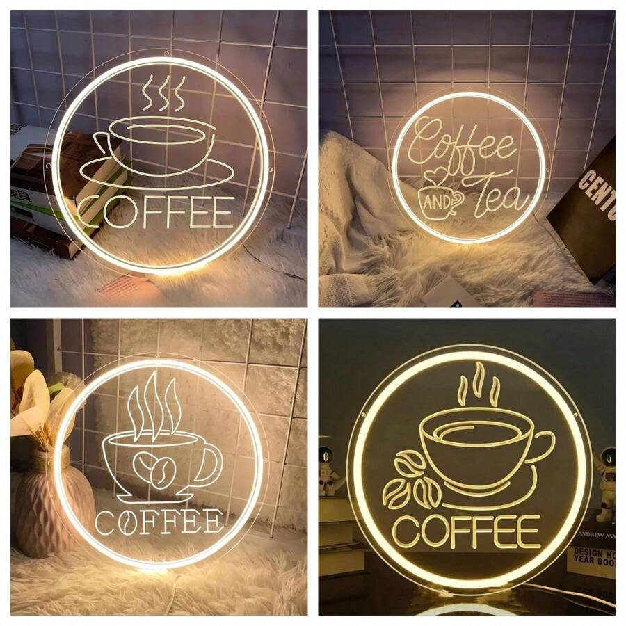 1pc Coffee Neon Sign, Multipurpose, Can Be Hung On Wall For Decoration, Suitable For Coffee Bar, Tea Shop, Restaurant, Farm, Kitchen, Cafe, Dessert Shop, Storefront, Wall/Window Display Lighting - Multicolor - View 1