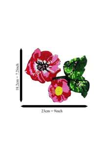 1 件粉色花朵亮片贴布刺绣贴花时尚服装装饰缝制贴布 DIY 配饰 - as photo show - 查看 13