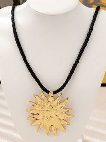 1 件大胆夸张锤纹太阳光吊坠项链，适合女士，适合派对 - 金黃色 - 查看 6