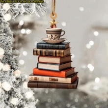 5 món đồ trang trí cây thông Noel, đồ trang trí sách xếp chồng, đồ trang trí kệ sách cổ điển, thích hợp để trang trí cây thông Noel, đồ trang trí tiệc Giáng sinh - Nhiều màu - Xem 13