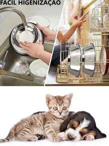 Stainless Steel Bowl Feeder Drinker Pot For Dogs And Cats Pet Dog - 銀色 - 查看 7