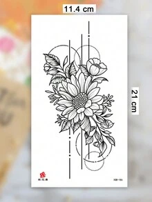 1 张大尺寸人体艺术临时纹身贴纸，男女皆宜，现代简约线条花卉图案，防水假袖纹身，持续 2-5 天，遮盖疤痕，可用于手臂手腕肩腿腰颈手胸部大腿手指，适用于派对、礼物、度假、身体装饰、万圣节 - 黑色 - 查看 7