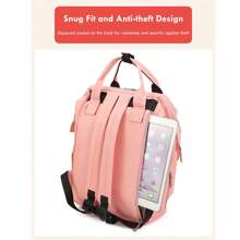 1 pieza Mochila para pañales multifuncional para maternidad, bolsa de pañales para bebés para niñas y niños con gran capacidad para viajes - Rosa - Ver 10