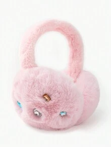 1 件女士时尚可爱水钻装饰毛绒耳罩，适合冬季 - 彩色 - 查看 12