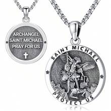 Eusense St Michael Archangel Pendant Saint Michael Necklace For Men Women Medalla De San Miguel Arcangel 925 Sterling Silver Round St Michael Medal Arch Angels Michael Metal Handmade 24 Inch Chain - Silver - View 1