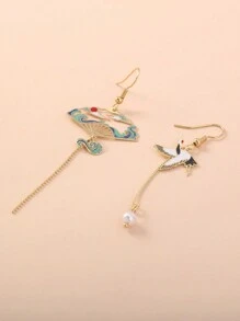 Nooxian 1 Par Pendientes Colgantes De Pájaro Con De Perlas Artificiales