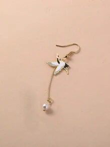 Nooxian 1 Par Pendientes Colgantes De Pájaro Con De Perlas Artificiales