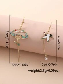Nooxian 1 Par Pendientes Colgantes De Pájaro Con De Perlas Artificiales