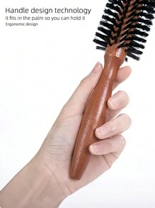 TonySasa 木质和尼龙卷发棒，1 件美发沙龙造型滚刷，家用圆梳，女士发刷，二合一拉直卷发（不耐热，请勿长时间高温使用），返校、旅行度假必备品，女士发饰，发刷 - 黃色 - 查看 2