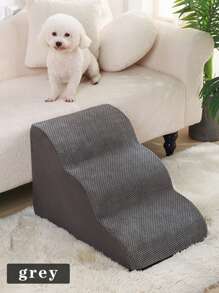 宠物楼梯，防滑柔软可拆卸可洗狗台阶，适用于床、沙发、长沙发和坡道梯，为客厅和卧室里的老年犬提供帮助 - 灰色 - 查看 13