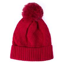 Women's Cozy Winter Cable Knit Beanie With Faux Fur Pom - Warm And Stylish Cold Weather Essential - Màu Xám nhạt - Xem 5