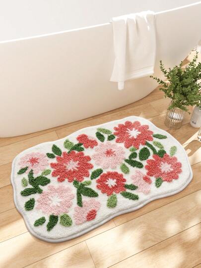 1 件 - 花卉植物浴垫、可爱卡通浴室地毯、超柔软超细纤维浴室地毯、防滑 TPR 背衬家居垫、可机洗、客厅、梳妆台、浴缸、淋浴、水槽洗衣垫 - 浴室装饰地毯户外地毯门垫秋季装饰浴室配件返校入口装饰