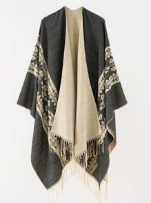 1 件男士条纹门框和纯色双面旅行斗篷披肩围巾，温暖且百搭