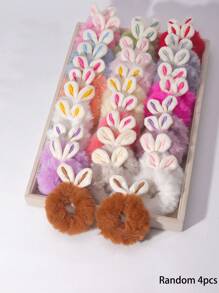 10 piezas Elásticos para el pelo en forma de orejas de conejo de peluche, color aleatorio - Multicolor - Ver 9