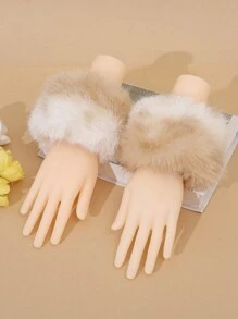 Autumn/Winter Fashion New Fluffy Soft Fluffy Outdoor Windproof Warm Women Arm Sleeves, Solid Color Cute Casual Polyester Arm Warmers For Sports, Leisure, Outings And Festivals