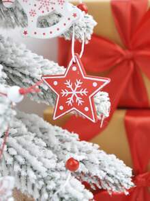 12 件圣诞装饰木制迷你雪花五角星挂饰圣诞树客厅卧室家居装饰 - 聖誕木牌掛件 - 查看 5