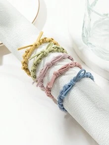 5 cái/gói Dây buộc tóc đàn hồi thắt nút bện mới, Dây buộc tóc thời trang nhiều màu cho tóc đuôi ngựa - Nhiều màu - Xem 1