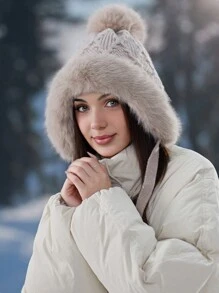 1 件女士羊毛 Ushanka 帽子，保暖厚防风护耳针织帽，适合冬季，适合骑自行车、滑雪 - 彩色 - 查看 10
