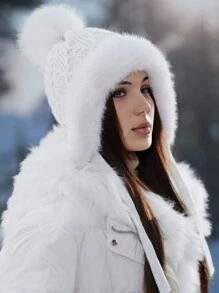 1 件女士羊毛 Ushanka 帽子，保暖厚防风护耳针织帽，适合冬季，适合骑自行车、滑雪 - 彩色 - 查看 8