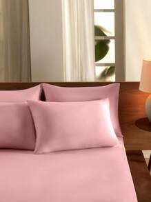 King Fitted Sheet 100% Cotton - Màu Hồng baby - Xem 1