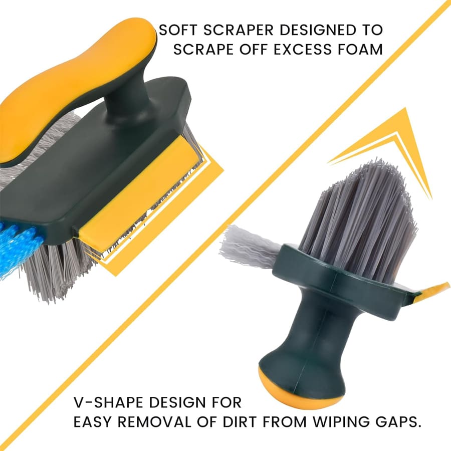 4In1 Grout Cleaning Brush Set With Hard Bristles And Ergonomic Handle