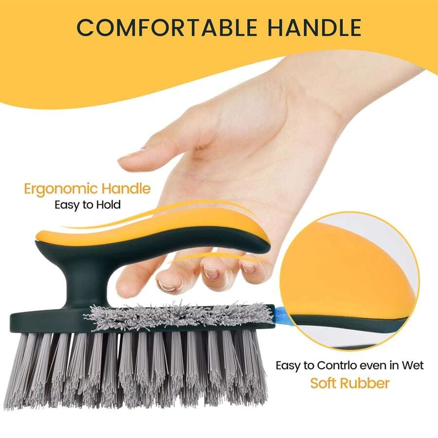 4In1 Grout Cleaning Brush Set With Hard Bristles And Ergonomic Handle